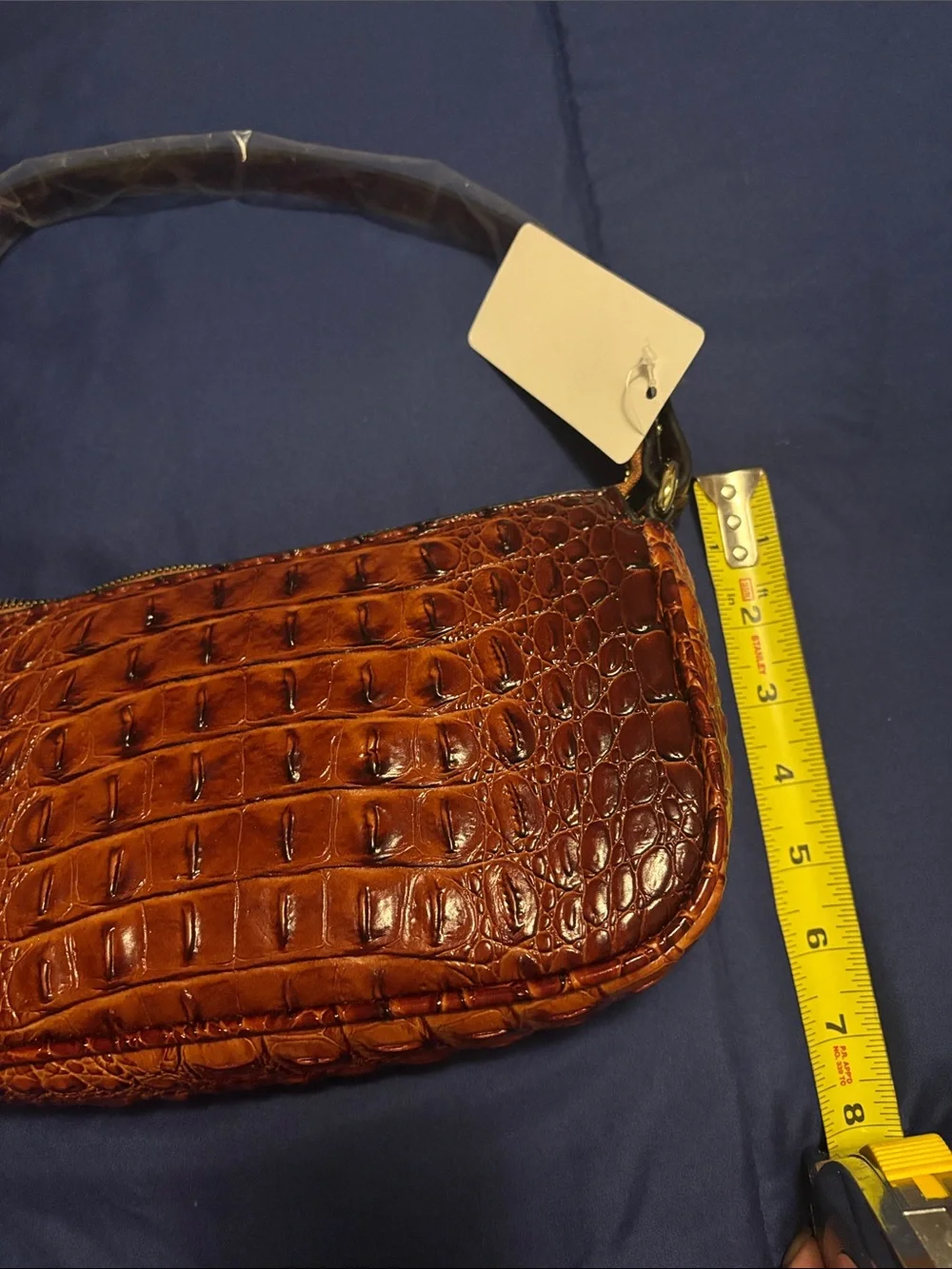 Croc-Embossed Faux Leather Crossbody Handbag, Bag, Purse Brown or Coffee